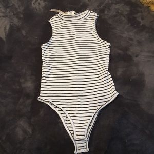 Moral Fiber Black + White Stripe Bodysuit
